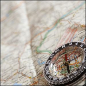 A map and a compass