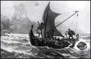 Odysseus's ship on its journey